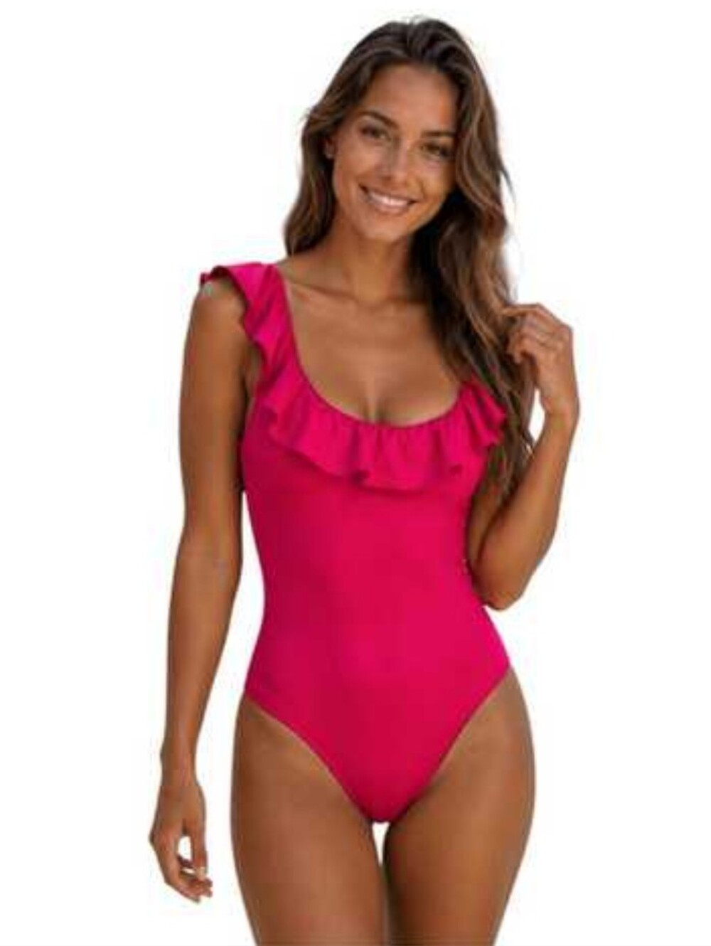 J.Crew Fuchsia Pink Ruffle One-Piece Swimsuit Size 8